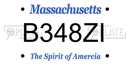 B348ZI Massachusetts License Plate