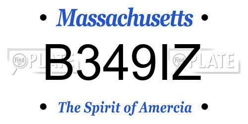 B349IZ Massachusetts License Plate