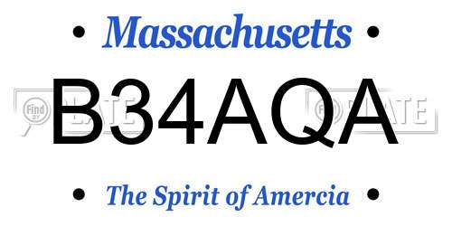 B34AQA Massachusetts License Plate