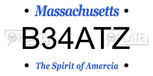 B34ATZ Massachusetts License Plate