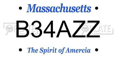 B34AZZ Massachusetts License Plate