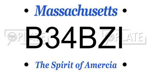 B34BZI Massachusetts License Plate
