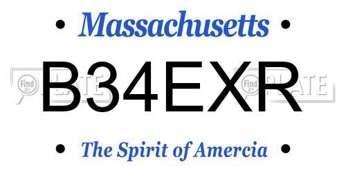 B34EXR Massachusetts License Plate