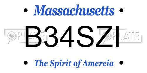 B34SZI Massachusetts License Plate