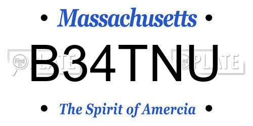 B34TNU Massachusetts License Plate