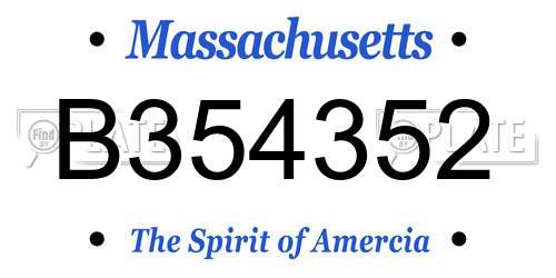 B354352 Massachusetts License Plate