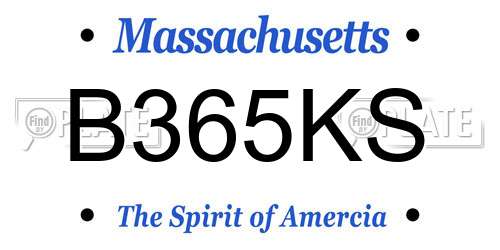 B365KS Massachusetts License Plate
