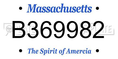 B369982 Massachusetts License Plate