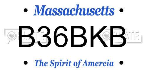 B36BKB Massachusetts License Plate