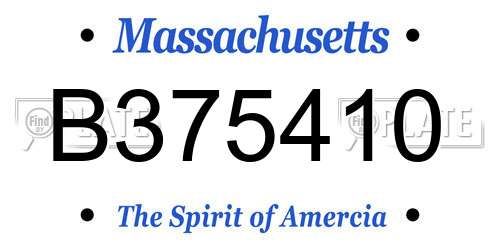B375410 Massachusetts License Plate
