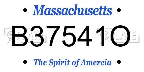 B37541O Massachusetts License Plate