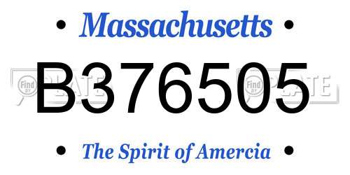 B376505 Massachusetts License Plate