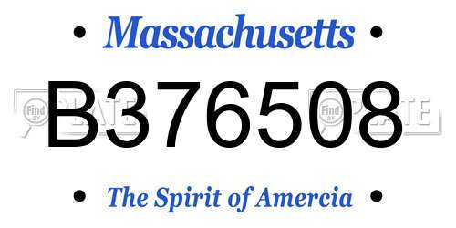 B376508 Massachusetts License Plate
