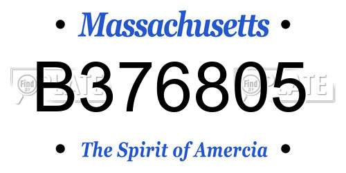 B376805 Massachusetts License Plate