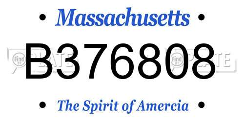 B376808 Massachusetts License Plate