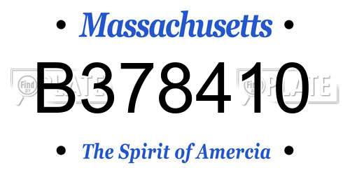 B378410 Massachusetts License Plate