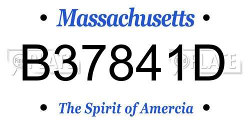 B37841D Massachusetts License Plate