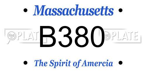 B380 Massachusetts License Plate