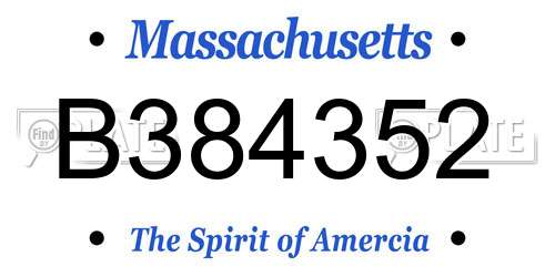 B384352 Massachusetts License Plate