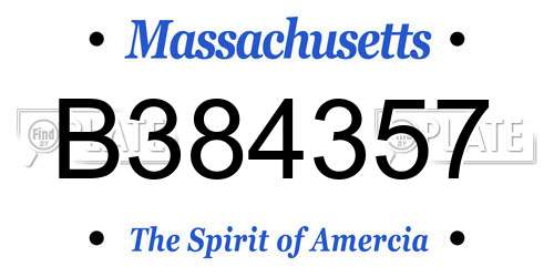 B384357 Massachusetts License Plate