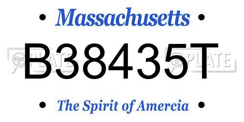 B38435T Massachusetts License Plate