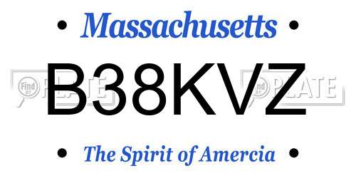 B38KVZ Massachusetts License Plate