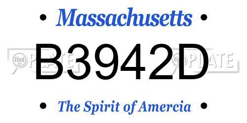 B3942D Massachusetts License Plate