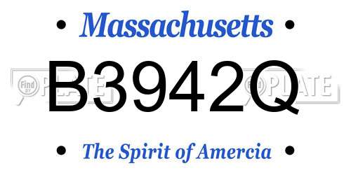 B3942Q Massachusetts License Plate