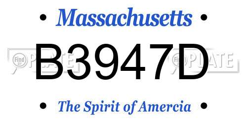 B3947D Massachusetts License Plate