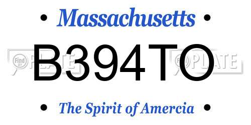 B394TO Massachusetts License Plate