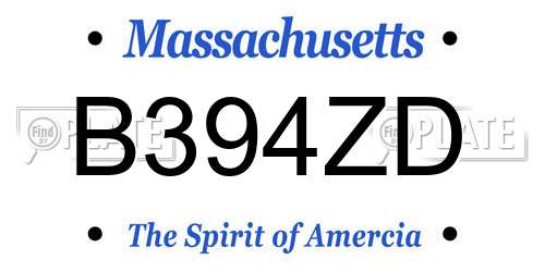 B394ZD Massachusetts License Plate