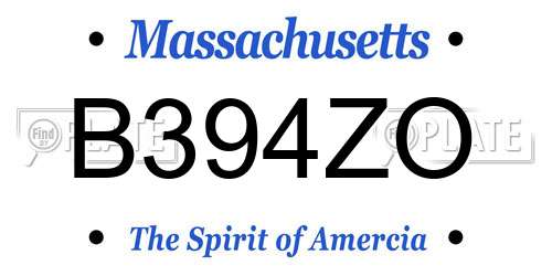 B394ZO Massachusetts License Plate