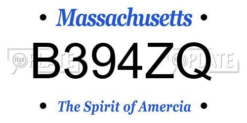 B394ZQ Massachusetts License Plate