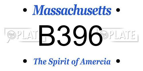 B396 Massachusetts License Plate