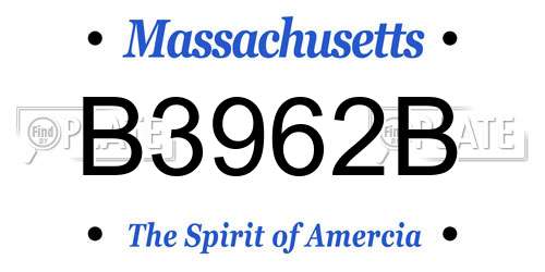 B3962B Massachusetts License Plate