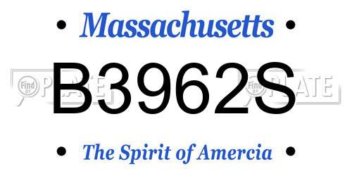 B3962S Massachusetts License Plate