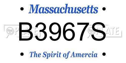 B3967S Massachusetts License Plate