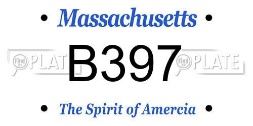 B397 Massachusetts License Plate