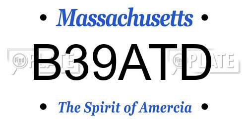 B39ATD Massachusetts License Plate