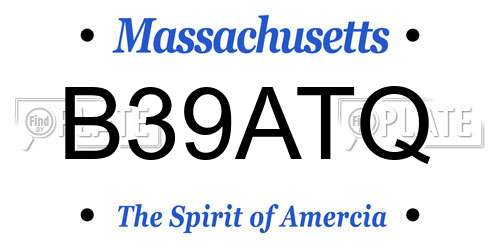 B39ATQ Massachusetts License Plate