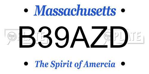 B39AZD Massachusetts License Plate