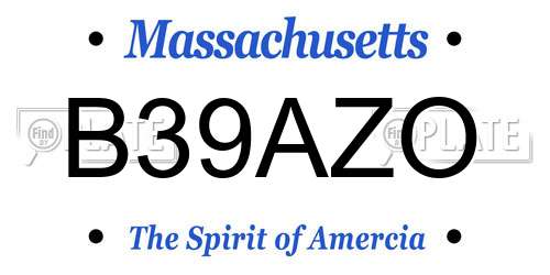 B39AZO Massachusetts License Plate