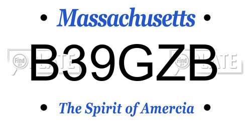 B39GZB Massachusetts License Plate