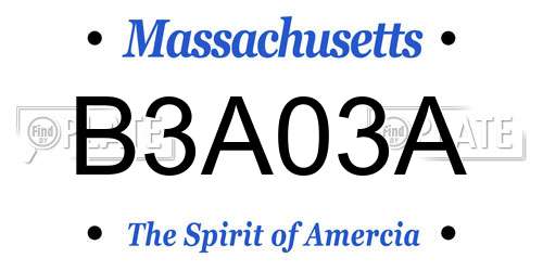 B3A03A Massachusetts License Plate