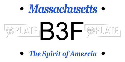 B3F Massachusetts License Plate