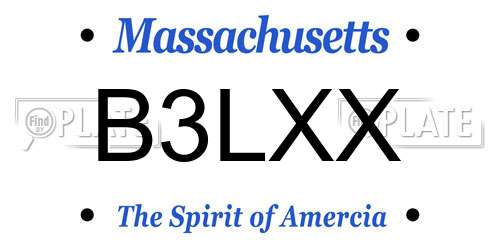 B3LXX Massachusetts License Plate