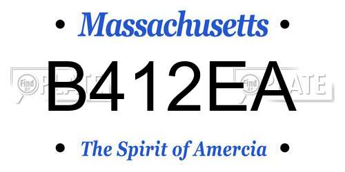 B412EA Massachusetts License Plate