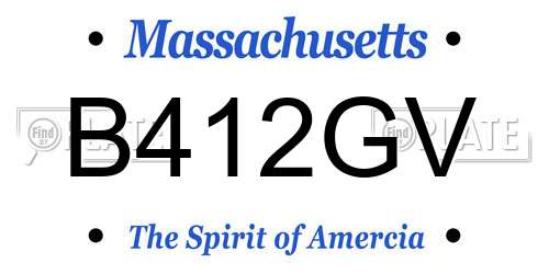 B412GV Massachusetts License Plate