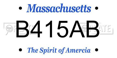 B415AB Massachusetts License Plate