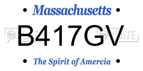 B417GV Massachusetts License Plate